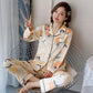 Pajamas Women's Spring and Autumn Ice Silk Long-sleeved Casual and Comfortable Ladies Thin Artificial Silk Pajamas Home Service Suit