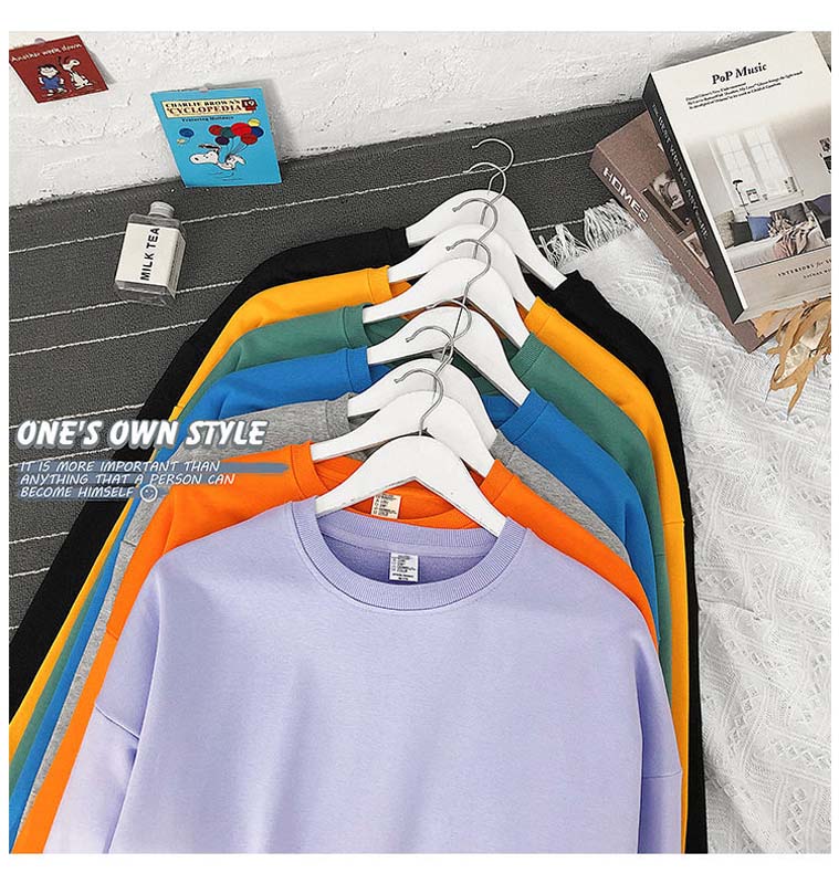 Sweater Men's Trend Solid Color Tide Brand Wild Casual Loose Long-sleeved Hooded Jacket Men