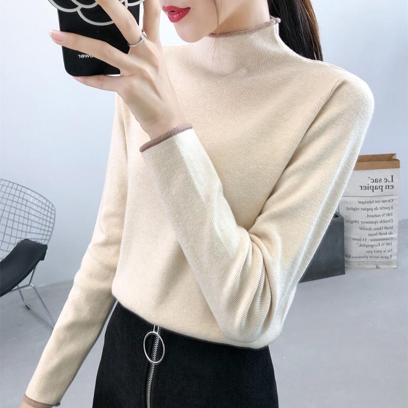 Knitting Women Sweaters and Pullovers Solid Turtleneck Slim Casual Ladies Knitted Sweater Winter