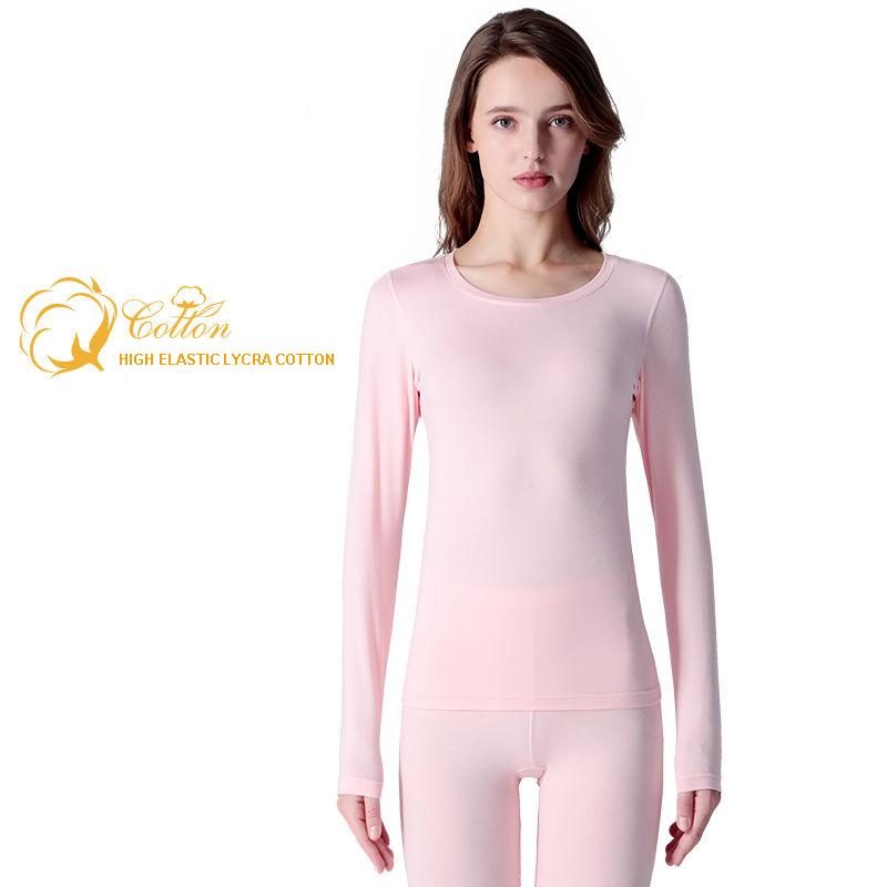 Autumn Clothes Women's Cotton Thin Section Pure Cotton Sweater Slim Base Thermal Underwear Suit Winter