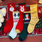 Five Pairs of Red Christmas Socks Long Tube All-match Cute Cartoon Cotton Socks