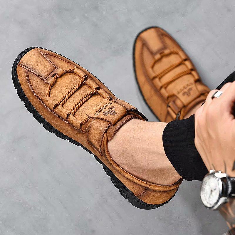 Comfortable Casual Leather Men Shoes Waterproof Split Leather Non-slip Men Shoes Flats Moccasins