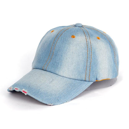 Outdoor Men and Women Blue Denim Fitted Baseball Caps Blank Washed Cotton Casual Snapback