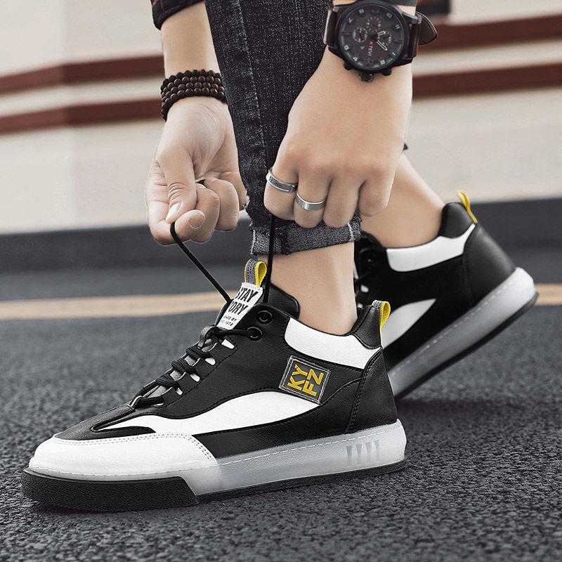 Summer Men's Breathable Heighten Shoes Trendy High Top Men's Tennis Shoes Sports and Leisure Student Basketball Board Shoes