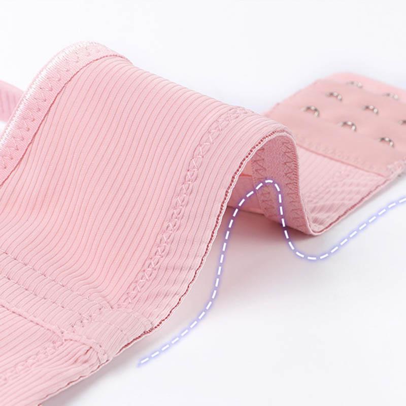 Women Simple No Steel Ring Thin Section Side Gathering Breathable Sweat-absorbing Adjustable Glossy Solid Color Back Three-Row Bra