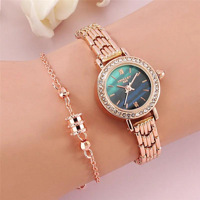 Women's Luxury Diamond Trend Quartz Watches Classic Vintage Disc Watch Rhinestone Bracelet Watches Birthday Gift Watches