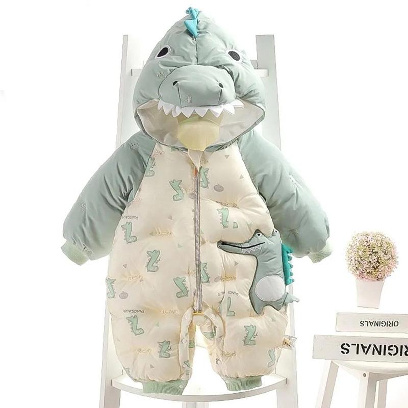 Baby Down Padded Jacket Onesies for Boys and Girls Baby Winter Outing Clothes Plus Velvet Padded Outer Clothes Cute and Warm