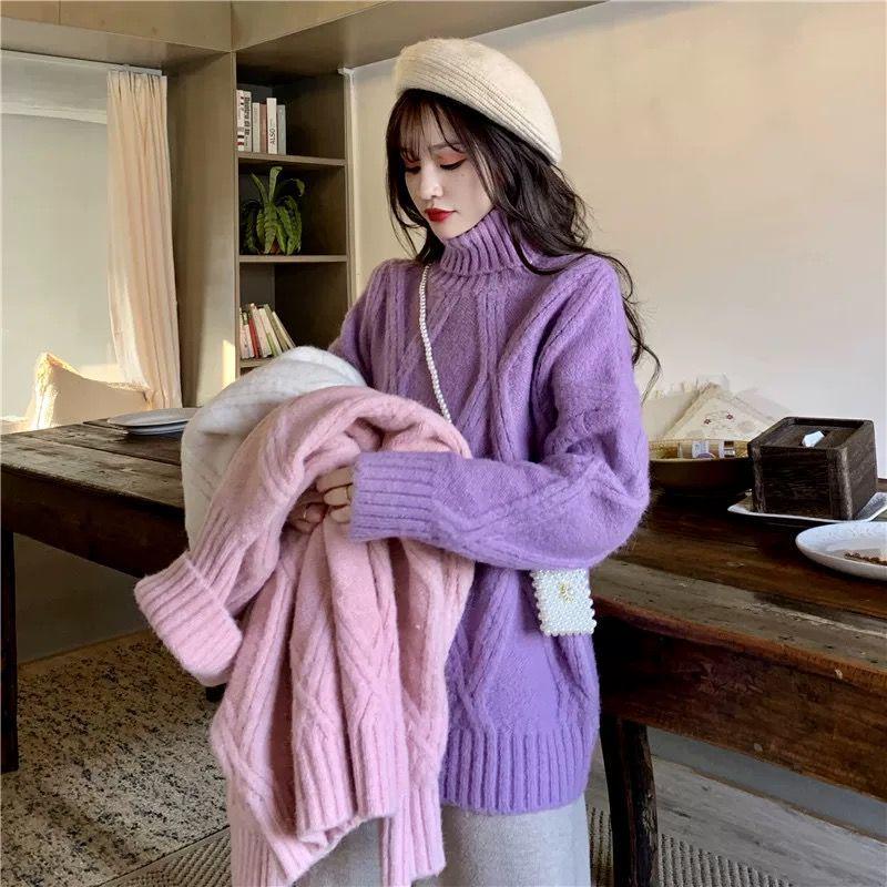 Women's Pullover Sweater Loose Bottoming Sweater Wear Outside Lazy Style All-match Knitted Top