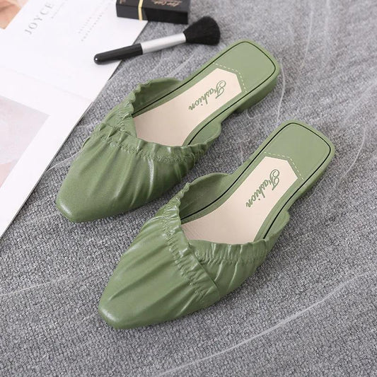Summer Women's Slippers Flat Bottom Non-slip Outer Wear Slippers Pointed Toe Thick Heel Women's Shoes