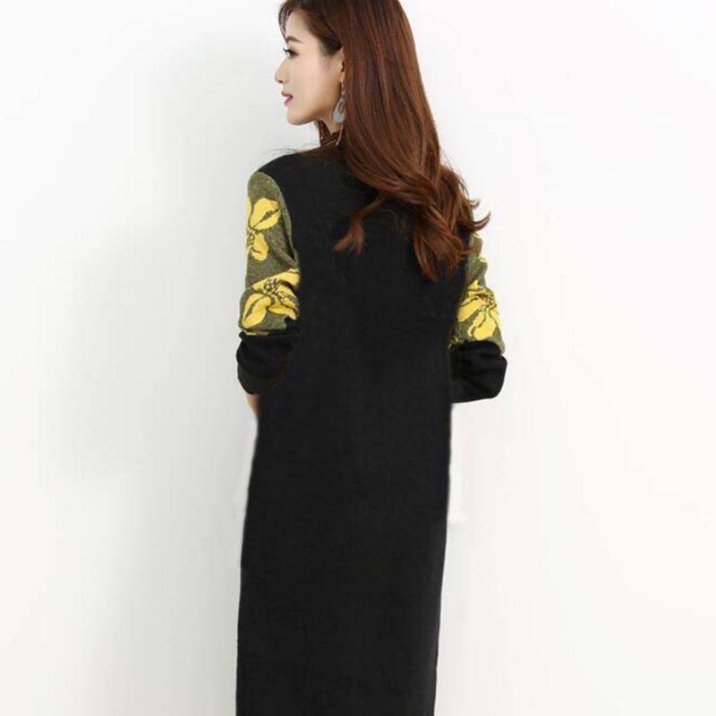 Pofulove fashion women's printed turtleneck plus velvet thick long-sleeved loose dress Plus size