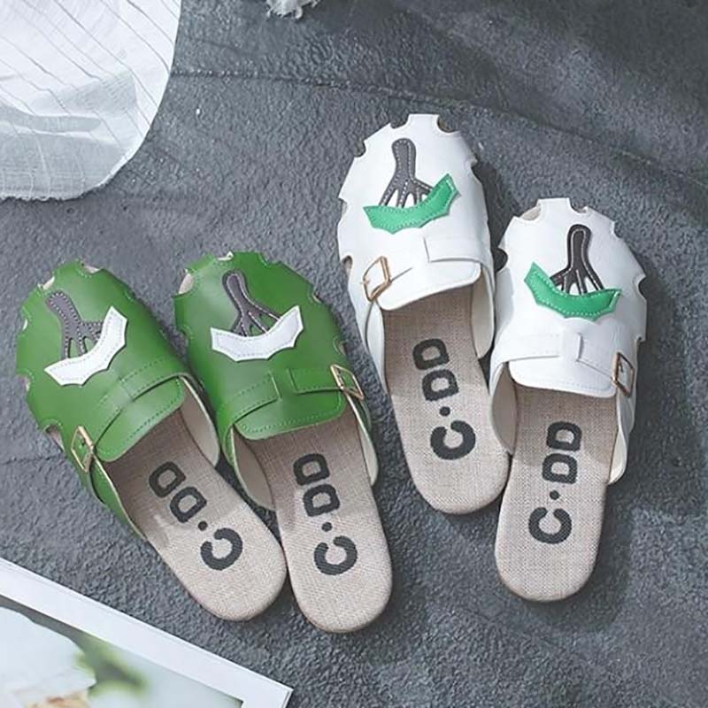 Flat Half Slippers Female Summer Korean Casual Versatile Hollow Sandals and Slippers Fashion Breathable Sandals