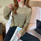 Hollow Knit Sweater Women's Thin Sweater Summer Dress Long Sleeve Loose Jacket Chic Short Top