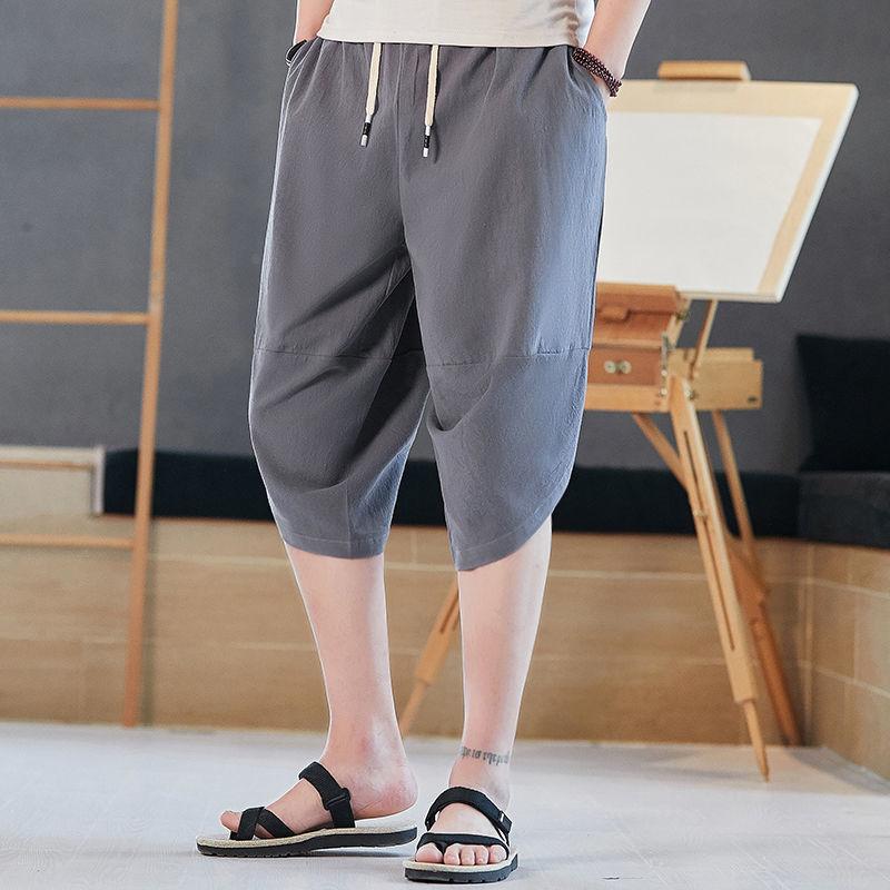 Summer Cotton Cropped Pants Men's Youth Loose Casual Harem Shorts
