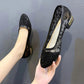 Women's Summer Cloth Shoes Flat Mesh Hollow Shoes Mid-heel Sandals