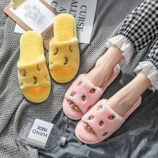 Cute Cotton Slippers In Autumn and Winter Indoor Warm Flat Shoes Comfortable Soft-soled Shoes Soft and Fluffy