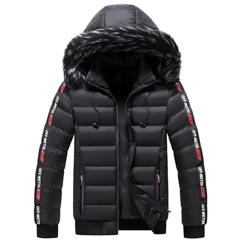 Men's Padded Jacket Men's Thick Warm Jacket with Detachable Hood Youth Bread Clothes Stand-up Collar Jacket Men