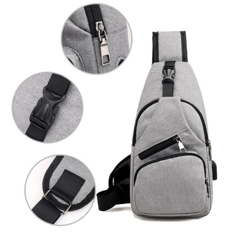 Large Capacity Bag Casual Outdoor Travel USB Charging Port Sling Bag Chest Bag for Men Crossbody Bag