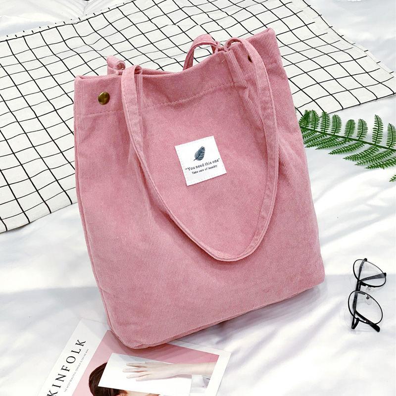 Bags Women  Corduroy Shoulder Bag Reusable Shopping Bags Casual Tote Female Handbag