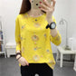 Spring and Autumn Printed Bottoming Shirt Women's Long-sleeved Mother T-shirt Loose Round Neck Top Women