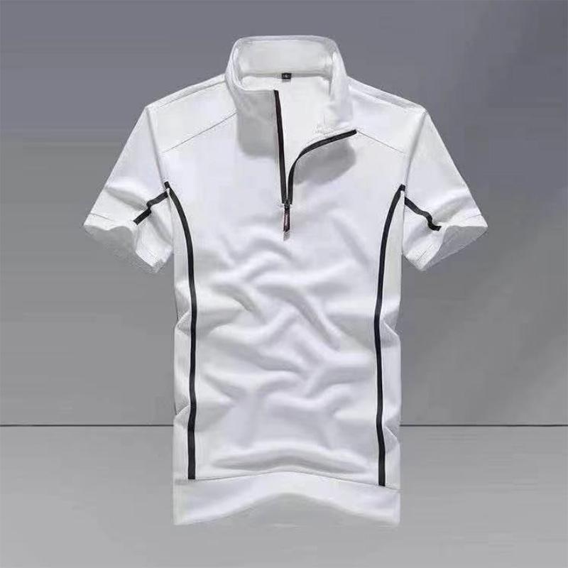 Short-sleeved Suit Men's Summer Stand-up Collar Sportswear Youth Two-piece Solid Color Casual Business T-shirt