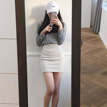 XS-3XL Pofulove White Anti-light Skirt Student Office Lady High Waist Thin Sexy A-line Step Skirt
