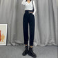 Ultra-high Waist Jeans Female Velvet Straight Loose Wide Leg Design Harlan Elder Radish Pants