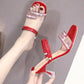 Plus Size 35-40 Women All-match Shiny Slippers Outdoor Diamond High Heels Bohemian Beach Wear-resistant Non-slip Slippers Transparent Sandals
