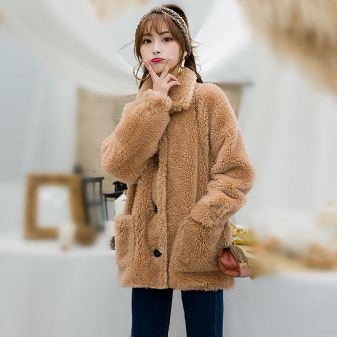 Ladies Winter Faux Fur Leather Coat Warm Fluffy  Thicken Overcoat Fake Grass Jacket Slim Fit