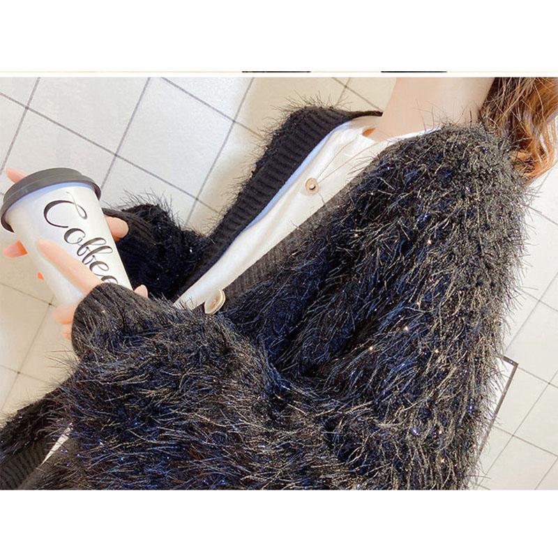 Autumn and winter sweater thick knitted jacket mid-length fashion simple young women's top