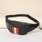 Casual Waist Bag Couple Leather Stitching Chest Bag Mobile Phone Bag Outdoor Sports Shoulder Bag