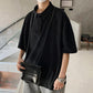 Short-sleeved T-shirt Boys Summer Loose Wild Student Half-sleeved   Shirt Ins Trend Solid Color Lapel Top
