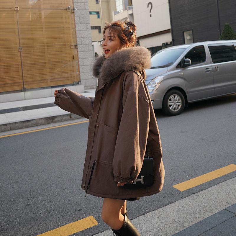 Winter Women's Tooling Parker Clothing Outdoor Fashion Loose Padded Jacket Mid-length Drawstring Slim Women's Padded Jacket