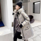 Matte Down Jacket Mid-length Women's Loose Hooded White Duck Down Warm Student Jacket