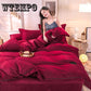 4pcs  Fleece Bedding Set  Lace Duvet Cover Flat Sheet Pillowcase Flannel Winter Warm Bed Linen