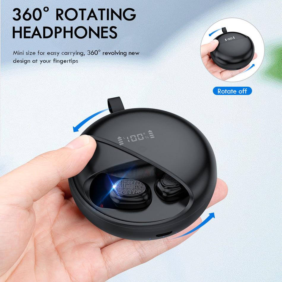Wireless Bluetooth 5.0 Earphones TWS Wireless Headphones 360 Rotation Stereo Headset With Microphone
