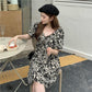 Women's Summer Korean French Slim Super Fairy Knee Shoulder Bubble Sleeve Floral Dress