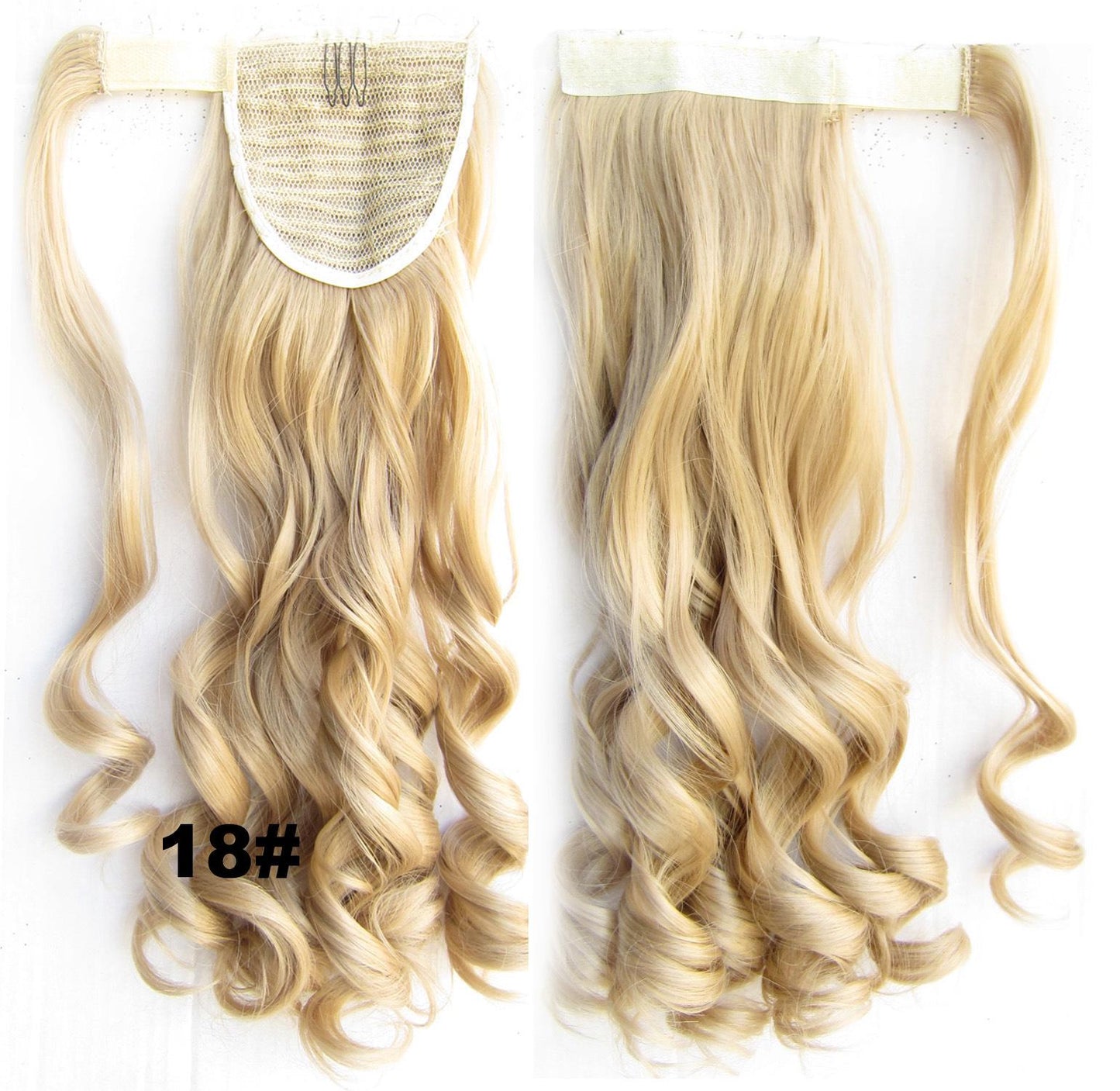 24" Long Wavy Wrap Around Clip In Ponytail Hair Extension Synthetic Natural Wave Pony Tail Fake Hair