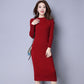 Woman Medium and Long Section High Collar Sweater Winter Knitting Sweaters Skirt Large Size Sweater