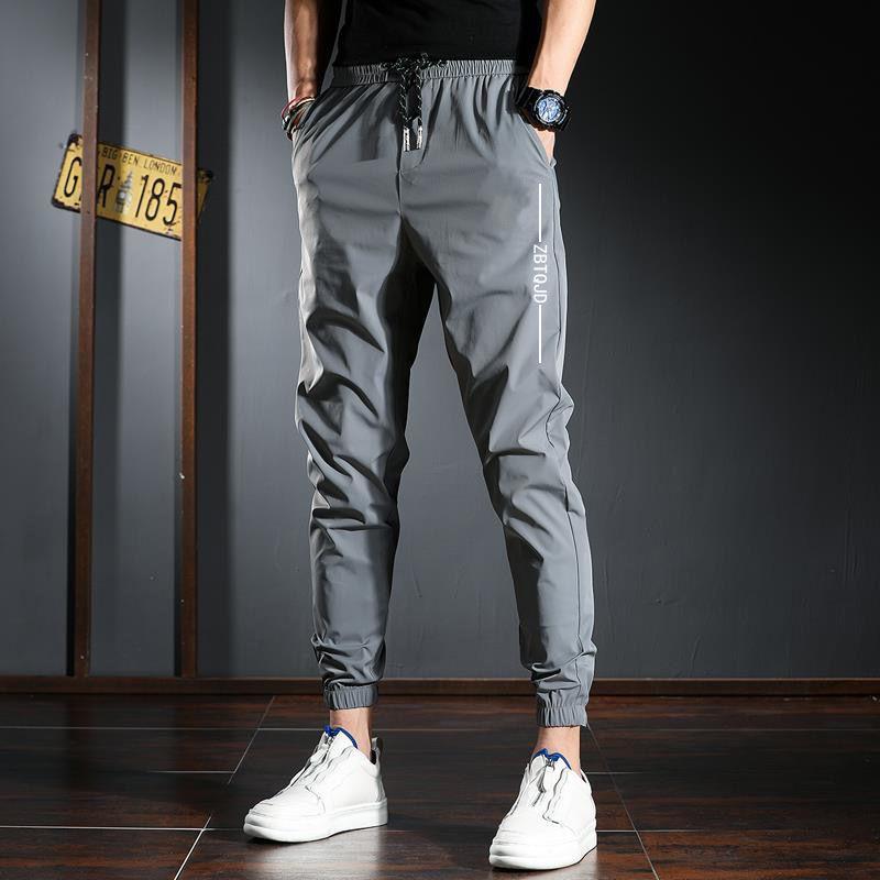 Personality Print Bouquet Feet Pants Slim Quick-drying Pants Men's Summer Thin Cropped Trousers