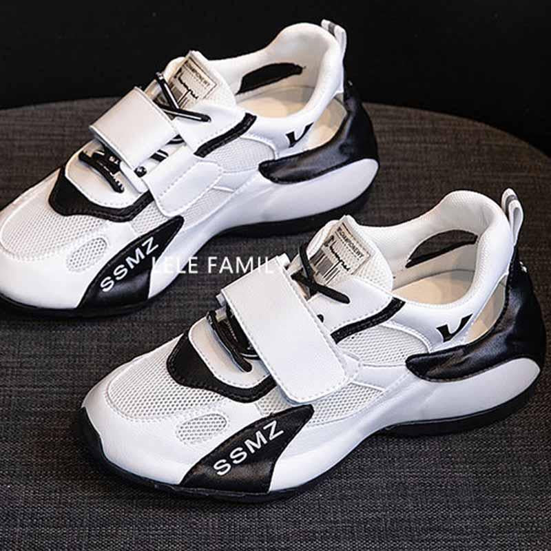 Plus Size 35-40 Summer Women Low-top Mesh Sneakers Breathable Running Basketball Shoes Students Shockproof Non-slip Velcro Shoes