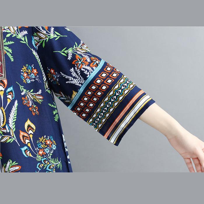 Printing  M-XXXL Printed Round Neck Dress Women Loose Plus Size Summer Polyester Short-sleeved Knee-length A-line Dress