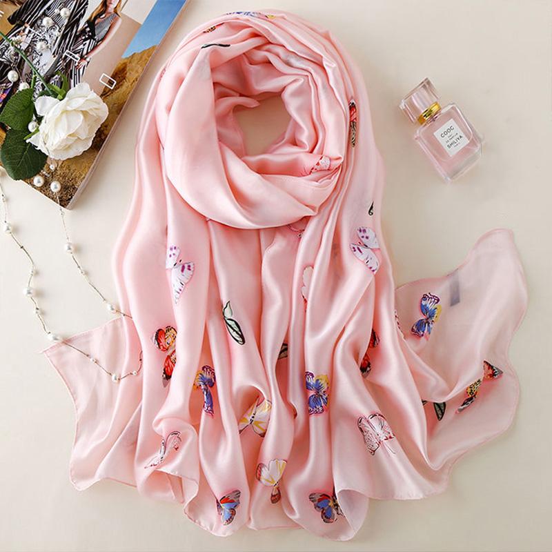 Flower Wrap Shawl Silk Imitation Satin Women Elegant Scarf  All-match Headscarf Sunscreen Gauze Shawl