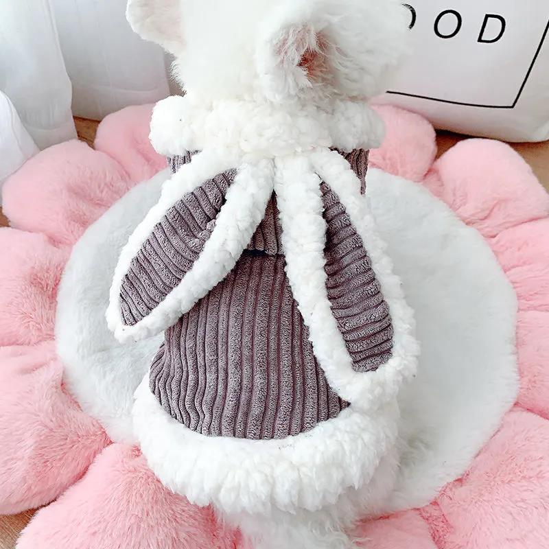 Dog Coats Jackets Soft Fleece Pets Dogs Clothing Puppy Warm Thick Rabbit Ear Jumpsuit 2 Legs Sleeves Outerwear Romper Casual Hoodies for Small Dogs