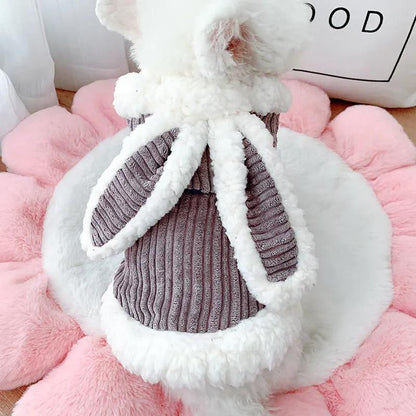 Dog Coats Jackets Soft Fleece Pets Dogs Clothing Puppy Warm Thick Rabbit Ear Jumpsuit 2 Legs Sleeves Outerwear Romper Casual Hoodies for Small Dogs
