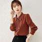 Spring and Autumn Streamer Shirt Inside and Outside Wear Shirt Sweet Puff Sleeve Top Women