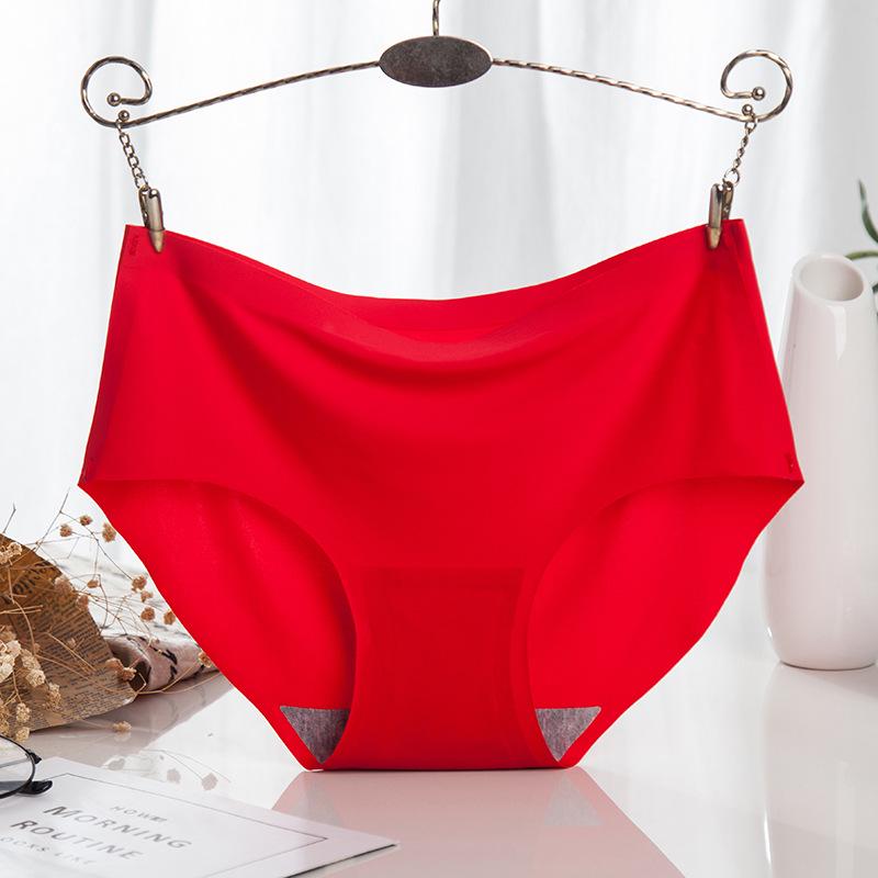 Ladies Ice Silk Panties Seamless Underwear One Piece Panties Mid-waist Sexy Women's Panties Briefs