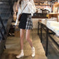 M-4XL Women Large Size High Waist Irregular Skirt Plaid Pleated Skirt Anti-light Thin A-line Skirt