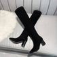 Over-the-knee Boots Women's Pointed Suede Boots Autumn and Winter High-heeled Thick-heel Stretch Stovepipe Boots
