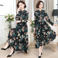 Floral Long Sleeve Dress Feminine Lotus Leaf Collar Chiffon Print Skirt Long French Retro Elegant Inside Outerwear Fabric Lightweight Breathable