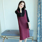 Spring and Autumn Loose Sleeveless Vest Pullover V-neck Mid-length Suspender Skirt Fashion Simple Female Suspender Skirt